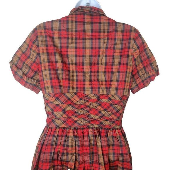 Vintage 40s 50s Vicky Vaughn Day Dress Womens S Red Plaid Button Front Fit Flare - Picture 5 of 12